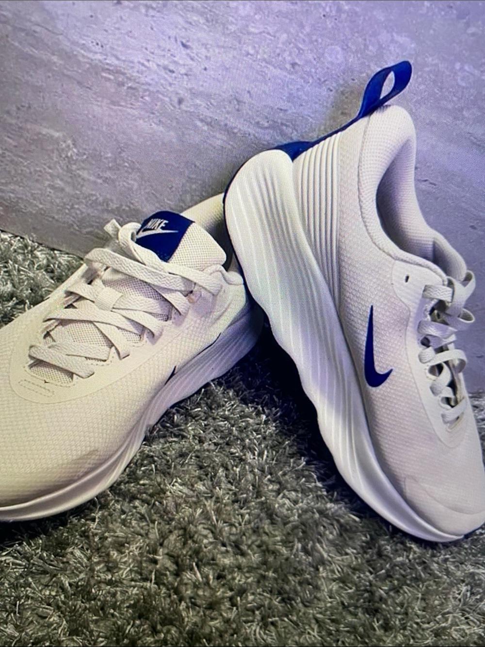 Nike Women’s White Sneakers with Blue Swoosh